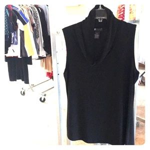 Black sleeveless cowl neck
